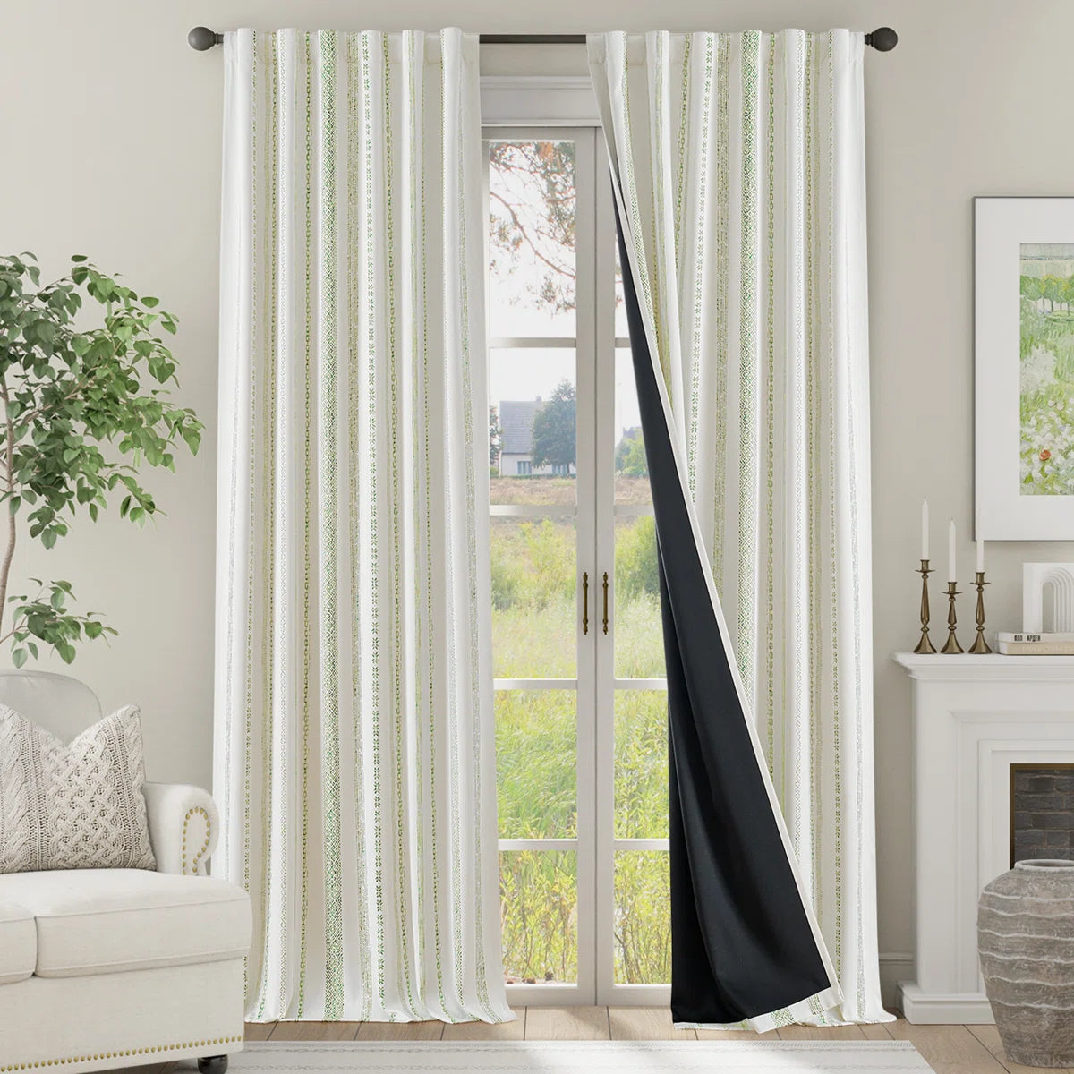 Grommet Blackout Top Retro Farmhouse Pattern Curtains (Set of 2)