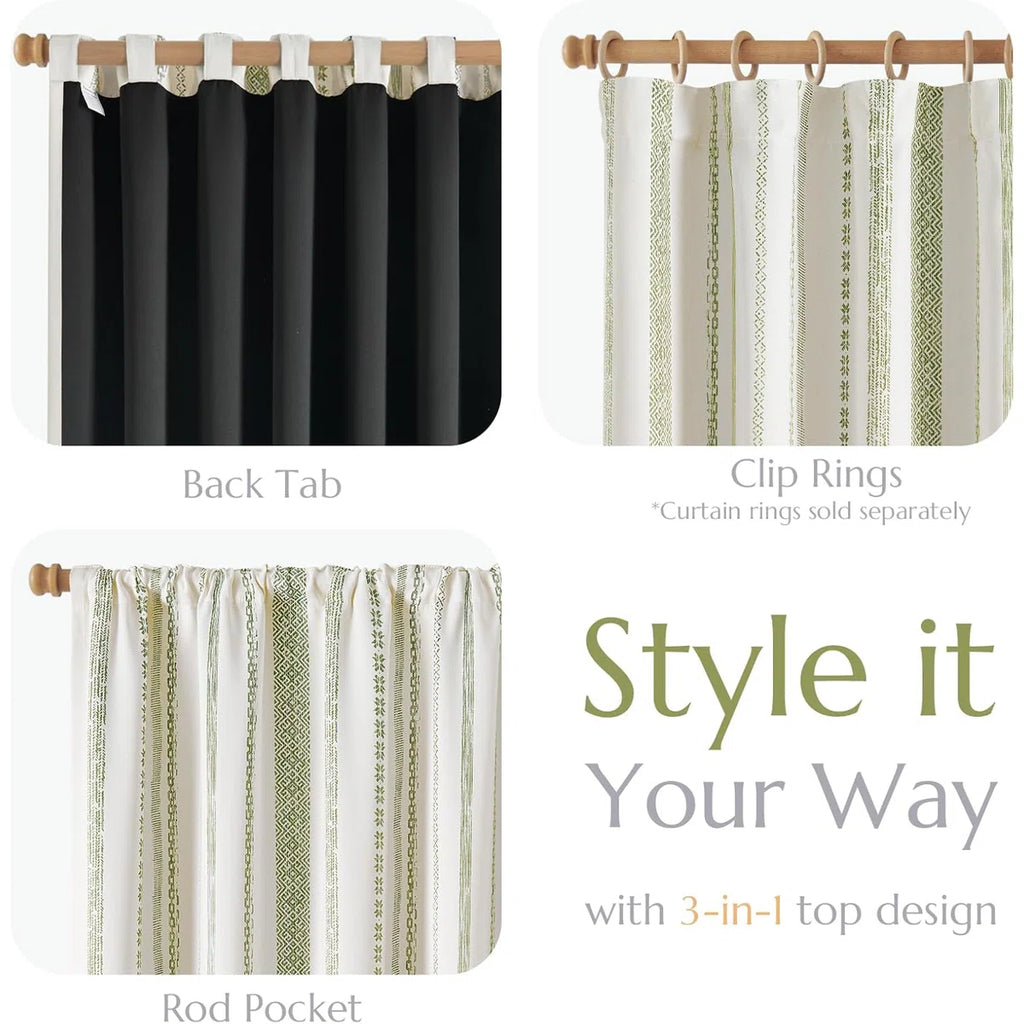 Grommet Blackout Top Retro Farmhouse Pattern Curtains (Set of 2)