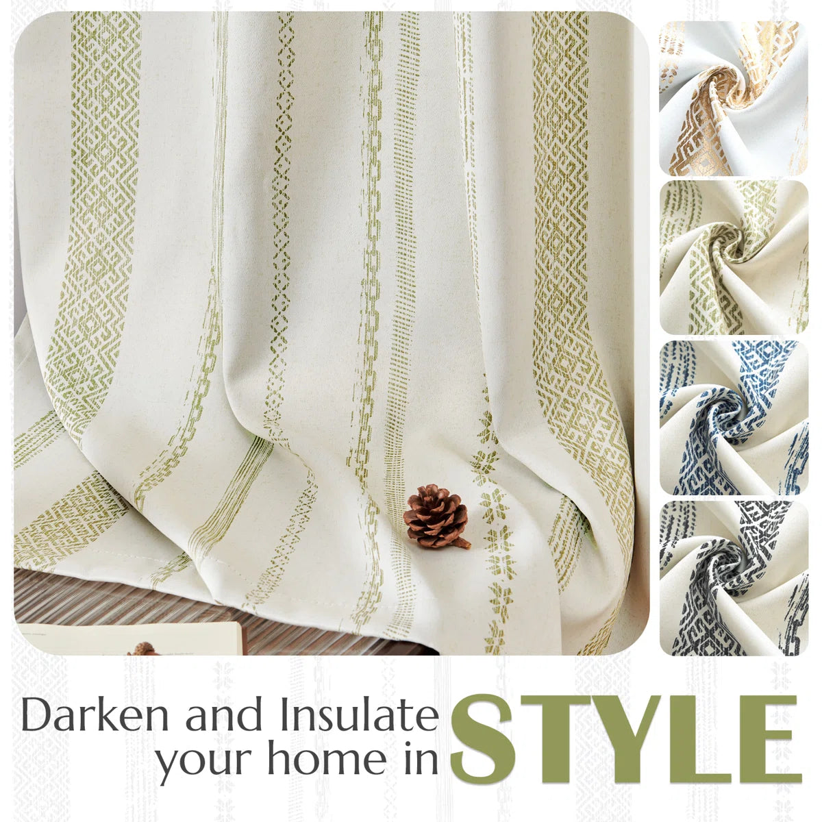 Grommet Blackout Top Retro Farmhouse Pattern Curtains (Set of 2)