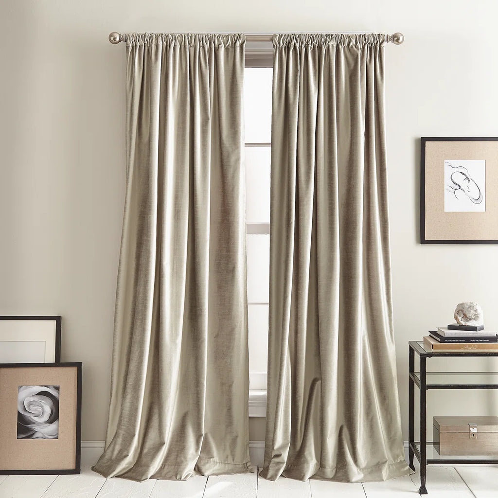 Modern Knotted Velvet Solid Room Darkening Rod Pocket Curtain Panels (Set of 2)