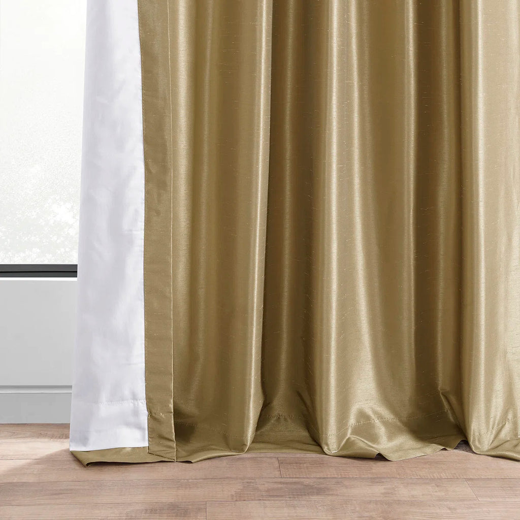 Rayne Vintage Textured Faux Dupioni Silk Room Darkening Curtains Window Single Curtain Panel