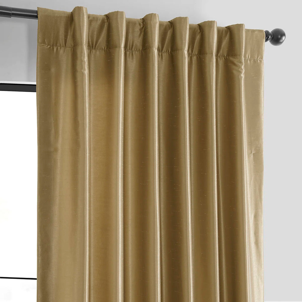 Rayne Vintage Textured Faux Dupioni Silk Room Darkening Curtains Window Single Curtain Panel
