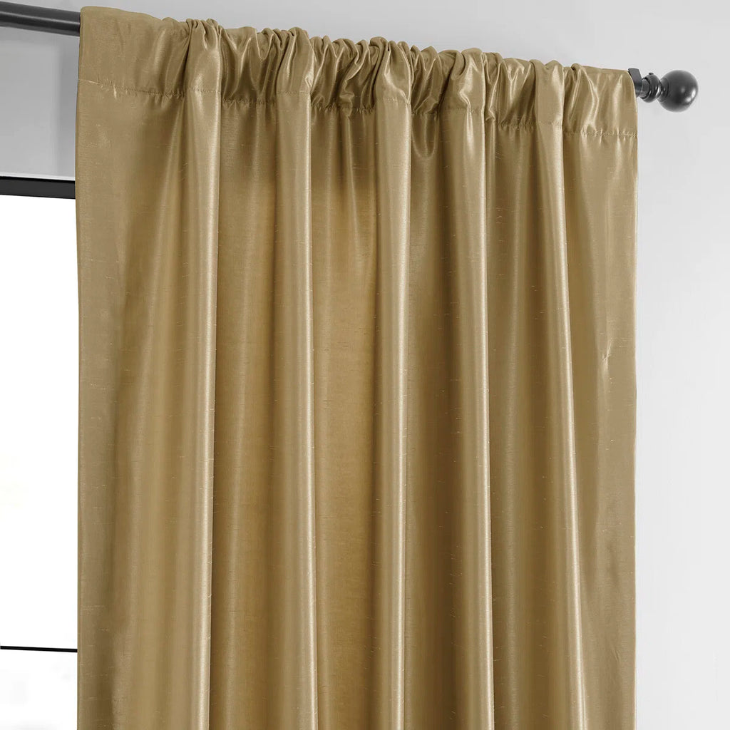 Rayne Vintage Textured Faux Dupioni Silk Room Darkening Curtains Window Single Curtain Panel