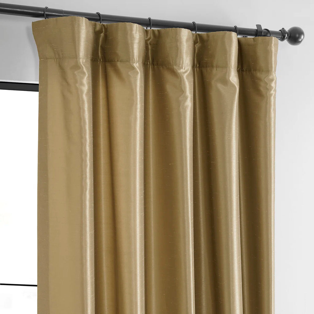 Rayne Vintage Textured Faux Dupioni Silk Room Darkening Curtains Window Single Curtain Panel